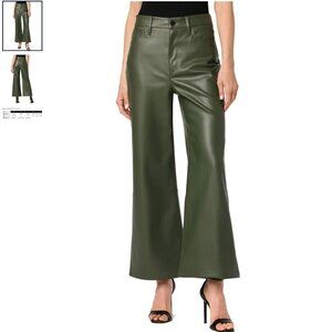 Joe's Jeans Hunter Green Wide Leg Ankle Cropped Faux Leather Jeans Size 30